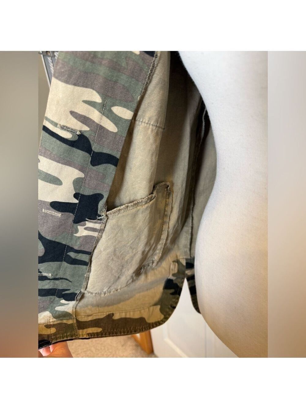 Elodie Camo Utility Jacket Military Style Cotton Button Front Small - Picture 6 of 11